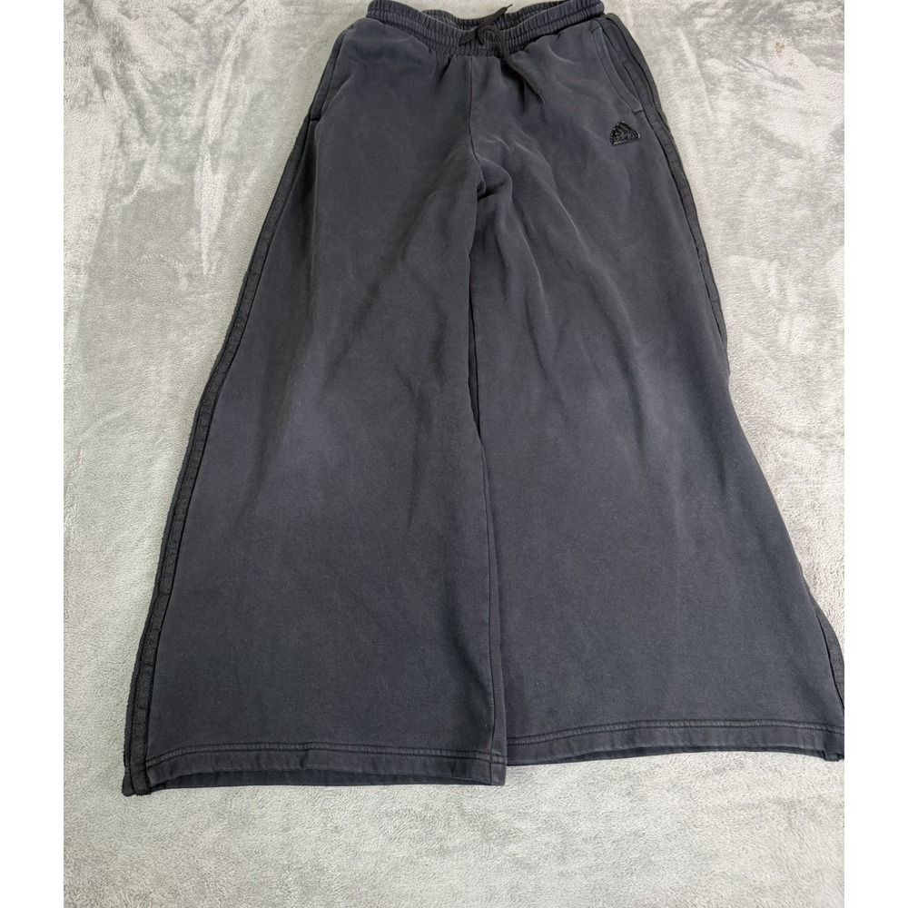 Adidas Wide Leg Sweatpants Women's Size Medium Black Baggy